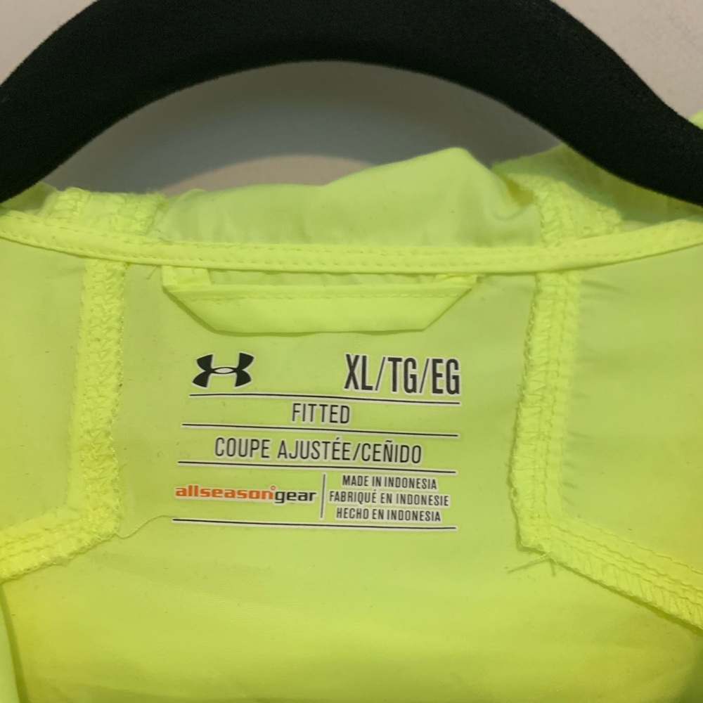 Under Armour Neon Yellow/Teal Lightweight Hooded Windbreaker Jacket - Picture 4 of 5